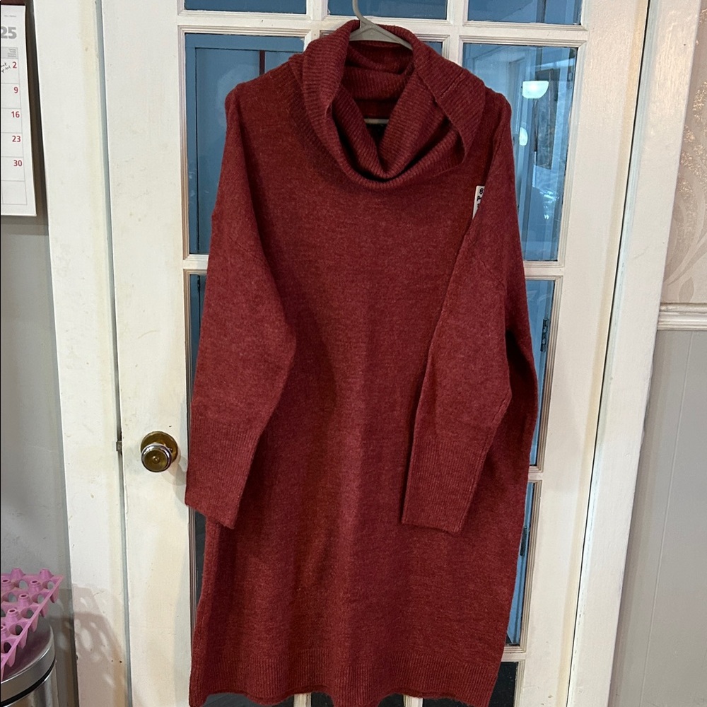 888.   George Rust Turtleneck Sweater Dress